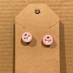 pink snowman earrings